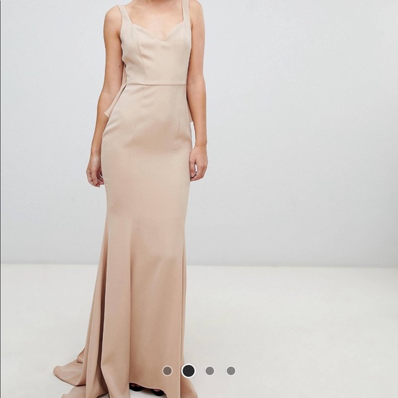 Bridesmaid Dress - Cream dress with ruffles on shoulder blades - Picture 6 of 6